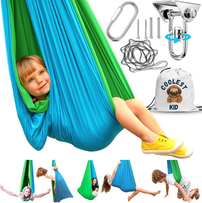 Sensory Swing for Kids Indoor Outdoor & 360° Hardware | Healing & Relaxing Indoor Swing for Kids & Adults - Helps with ADHD/ADD, Autism, Sensory Processing Disorder | Reversible Sensory Therapy Swing