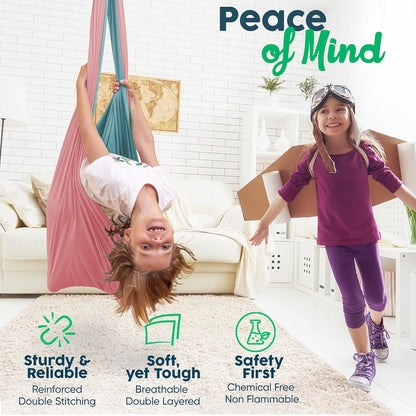 Sensory Swing for Kids Indoor Outdoor & 360° Hardware | Healing & Relaxing Indoor Swing for Kids & Adults - Helps with ADHD/ADD, Autism, Sensory Processing Disorder | Reversible Sensory Therapy Swing
