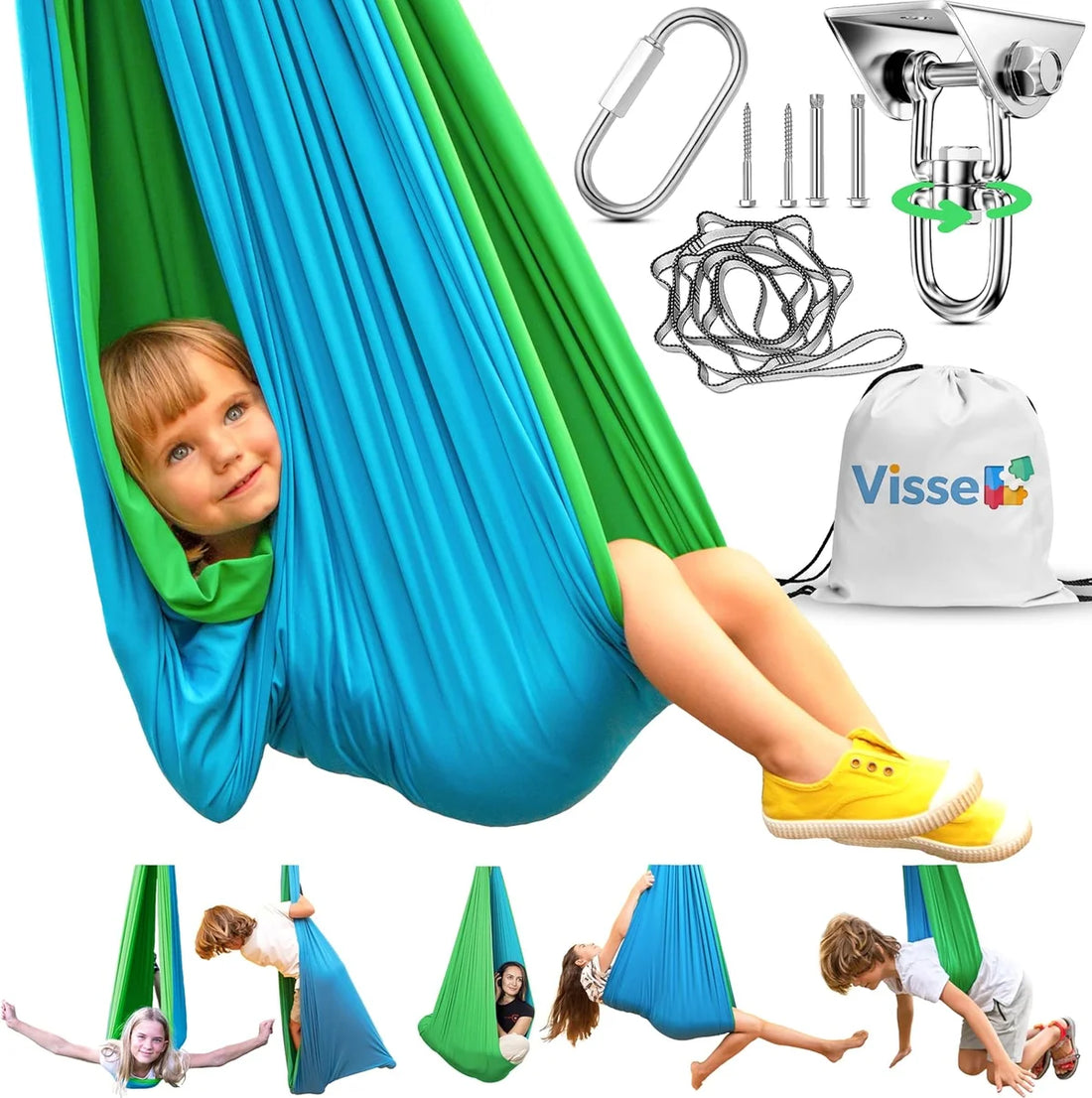 VISSE Sensory Swing in Green/Blue