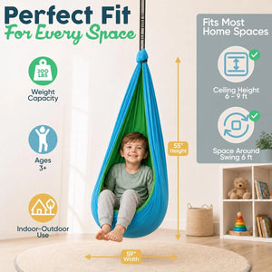 Sensory Swing for Kids Indoor - Calming Cocoon Therapy Swing 360° Hardware - Holds 300lbs - Indoor Outdoor Sensory Hammock - Autism ADHD SPD Trusted Sensory Support