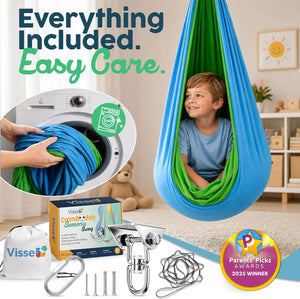 Sensory Swing for Kids Indoor - Calming Cocoon Therapy Swing 360° Hardware - Holds 300lbs - Indoor Outdoor Sensory Hammock - Autism ADHD SPD Trusted Sensory Support