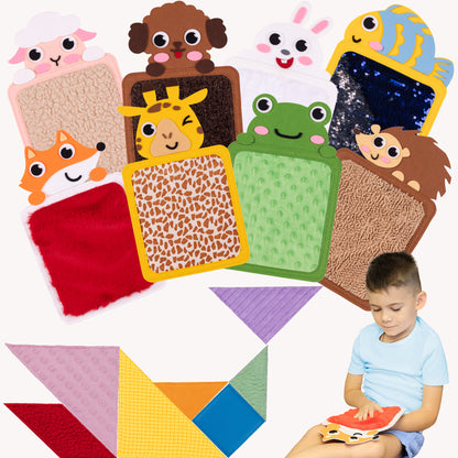 15 Pcs Sensory Mats for Autistic Children & Textured Tangram Puzzle - Sensory Tiles for Autism & Tactile Learning - Sensory Wall Panel for Kids - Calming Corner Items & Sensory Room Must Haves