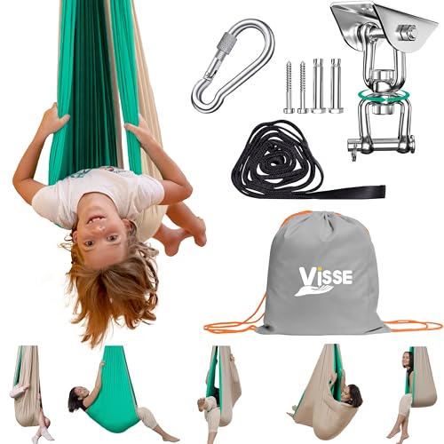 Sensory Swing for Kids Indoor Outdoor & 360° Hardware | Healing & Relaxing Indoor Swing for Kids & Adults - Helps with ADHD/ADD, Autism, Sensory Processing Disorder | Reversible Sensory Therapy Swing